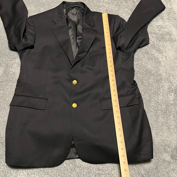 Brooks Brothers 346 Blazer Jacket Mens 44R Black Two Button Gold Button Wool - Picture 12 of 12